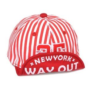 Baby Boy Girl Red Striped “New York Way Out” Baseball Cap